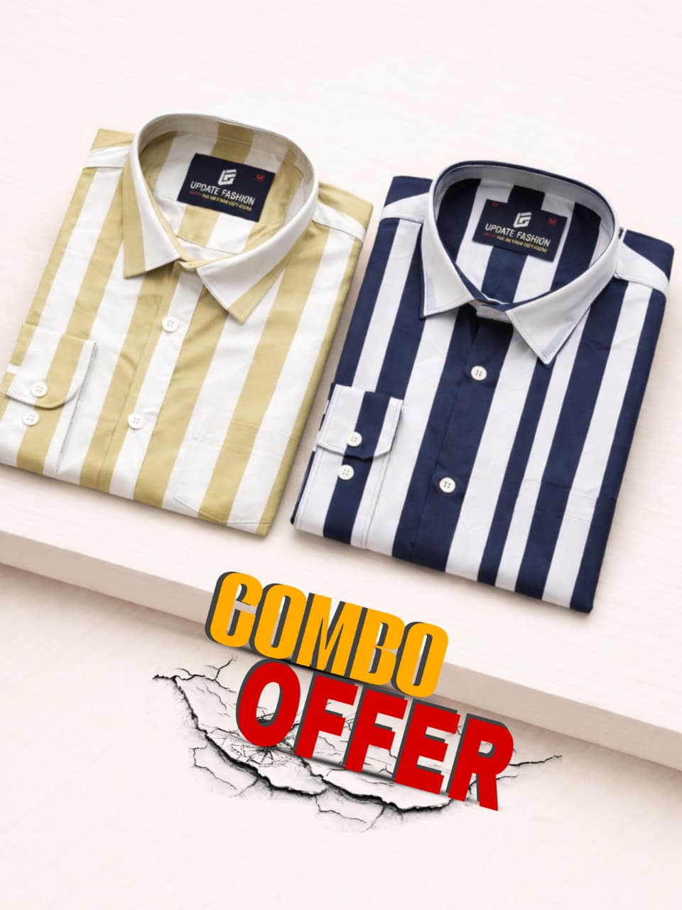 Stripe formal combo shirt for men