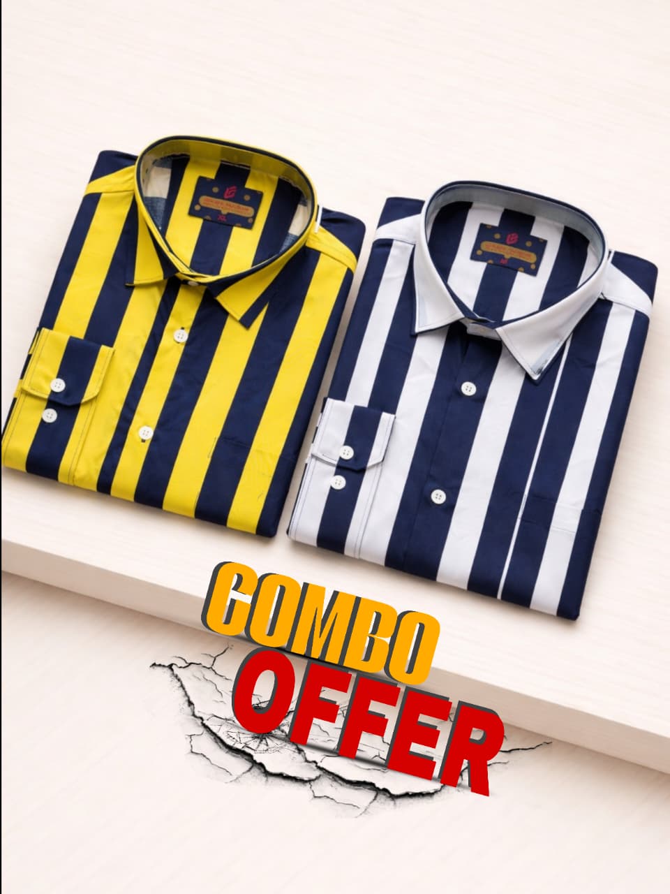 Stripe formal combo shirt for men
