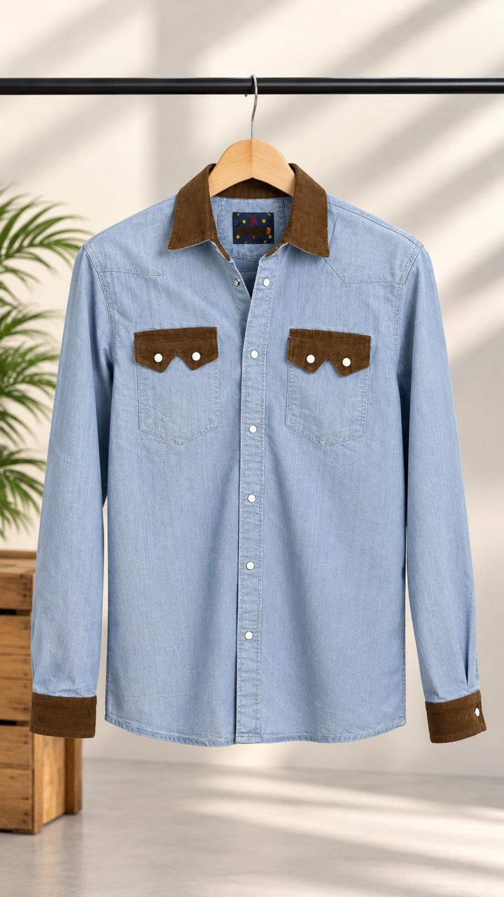 Men's Premium Double Pocket Denim Shirt