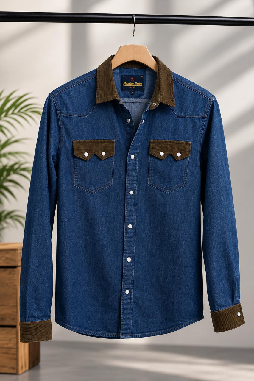 Men's Premium Double Pocket Denim Shirt