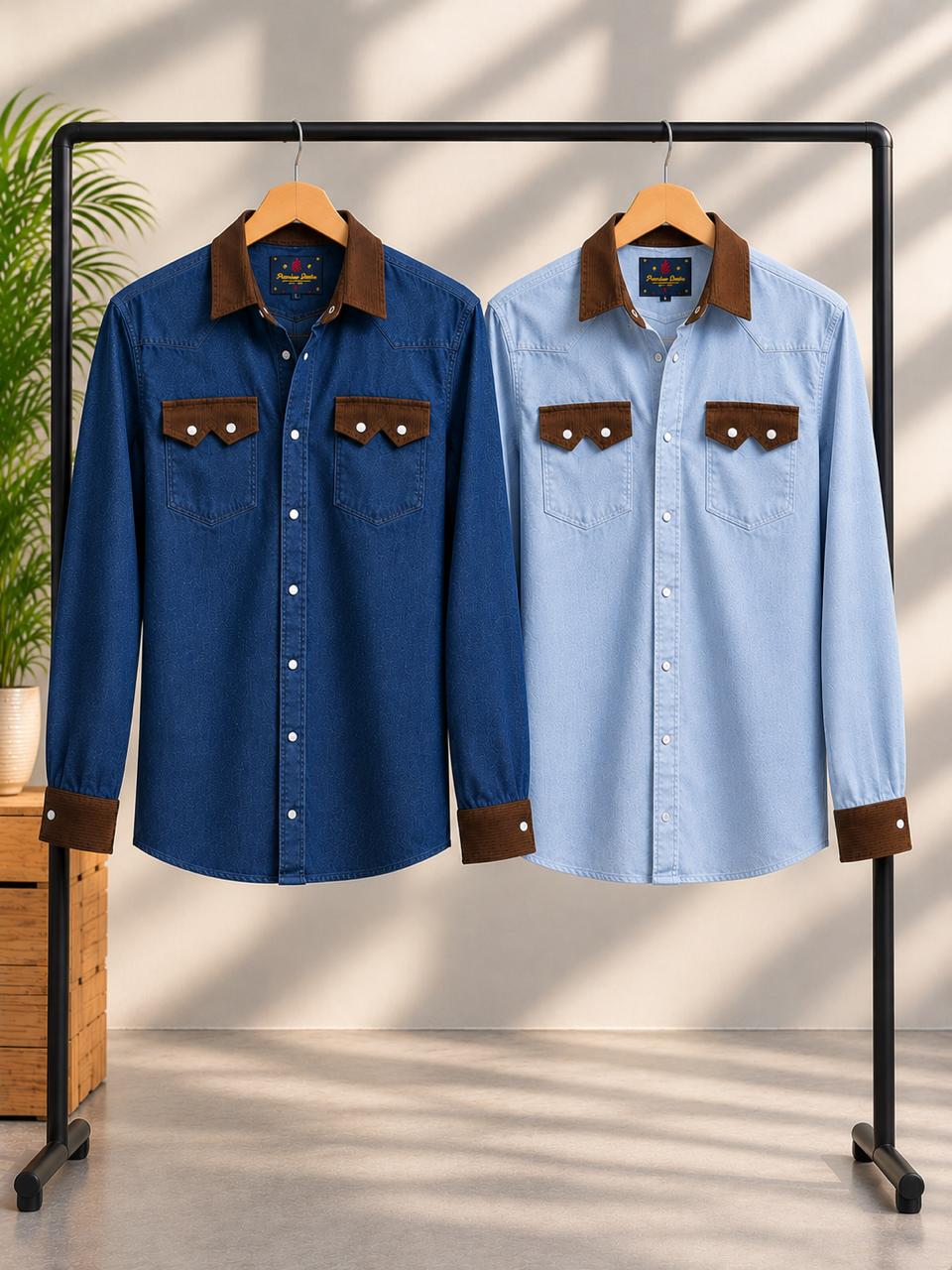 Men's Premium Double Pocket Denim Shirt