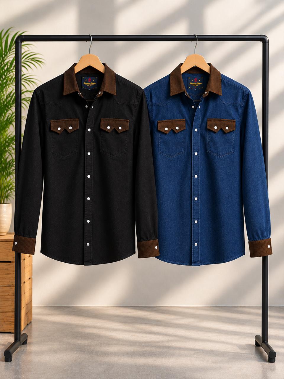 Men's Premium Double Pocket Denim Shirt