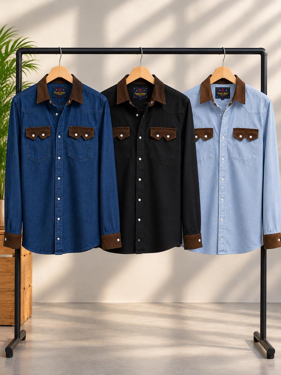 Men's Premium Double Pocket Denim Shirt