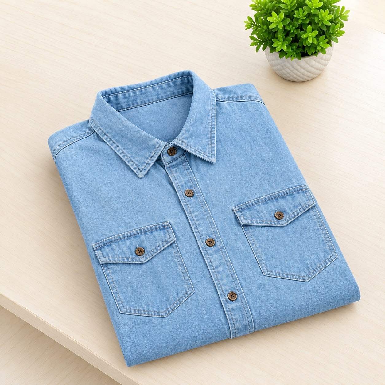Men's Premium Double Pocket Denim Shirt