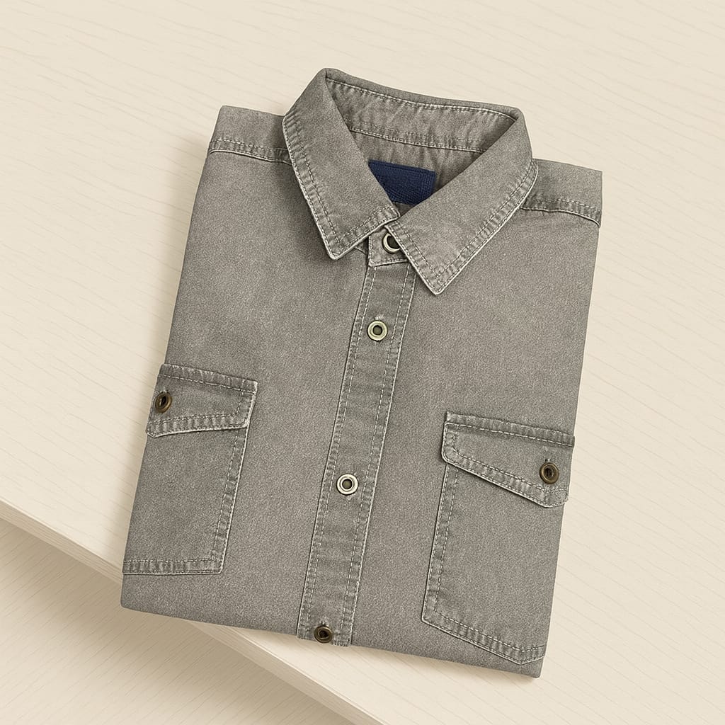 Men's Premium Double Pocket Denim Shirt