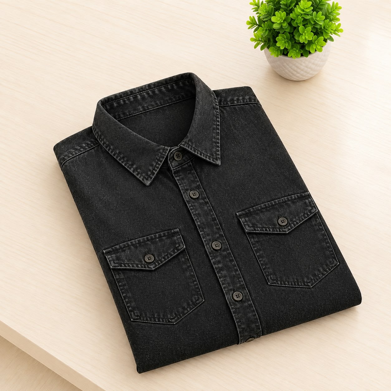 Men's Premium Double Pocket Denim Shirt