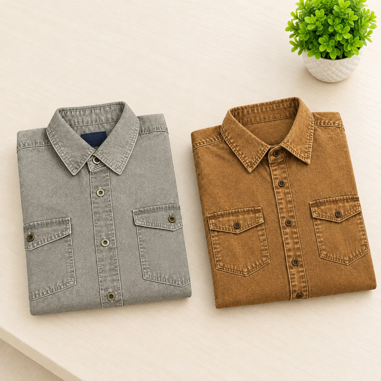 Men's Premium Double Pocket Denim Shirt