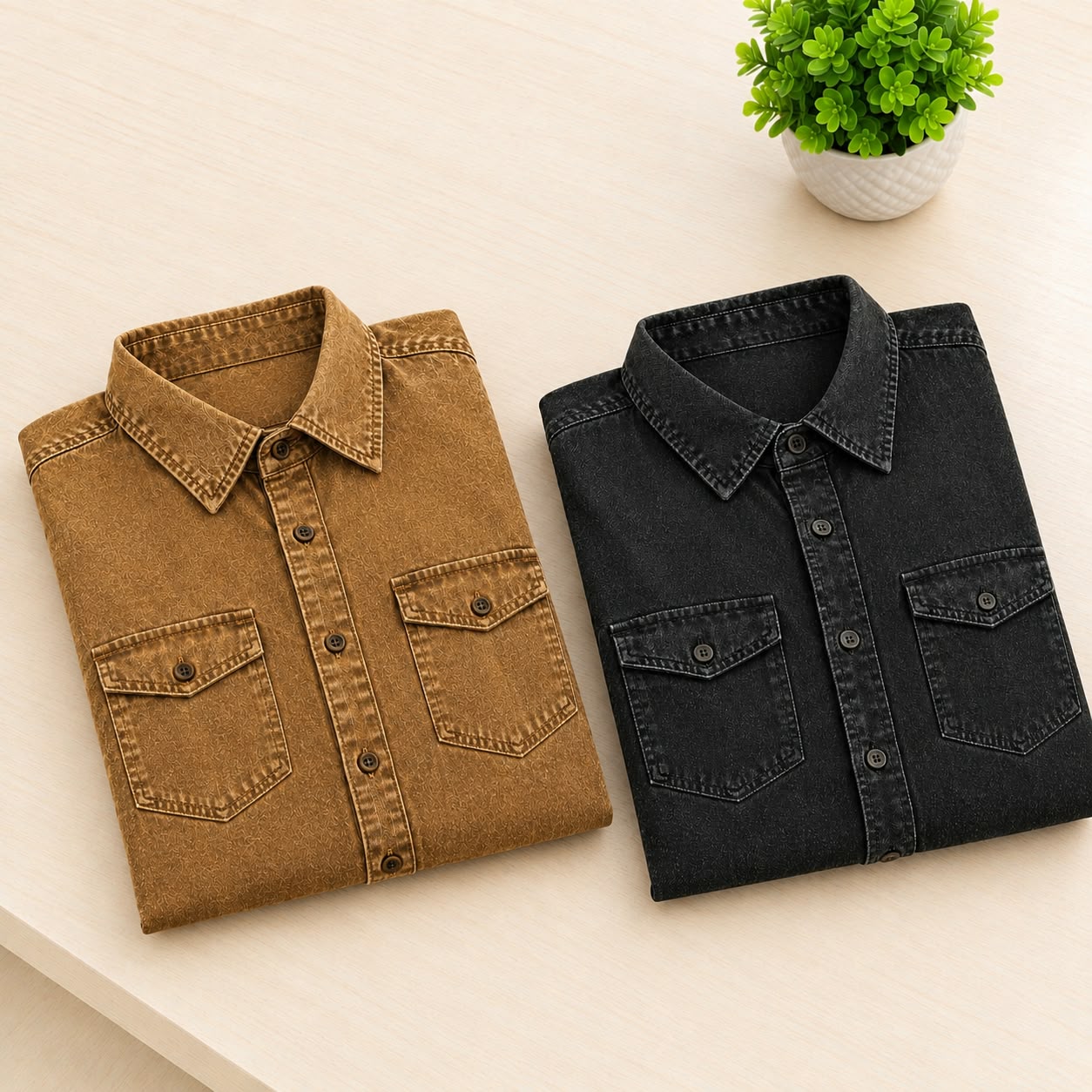 Men's Premium Double Pocket Denim Shirt