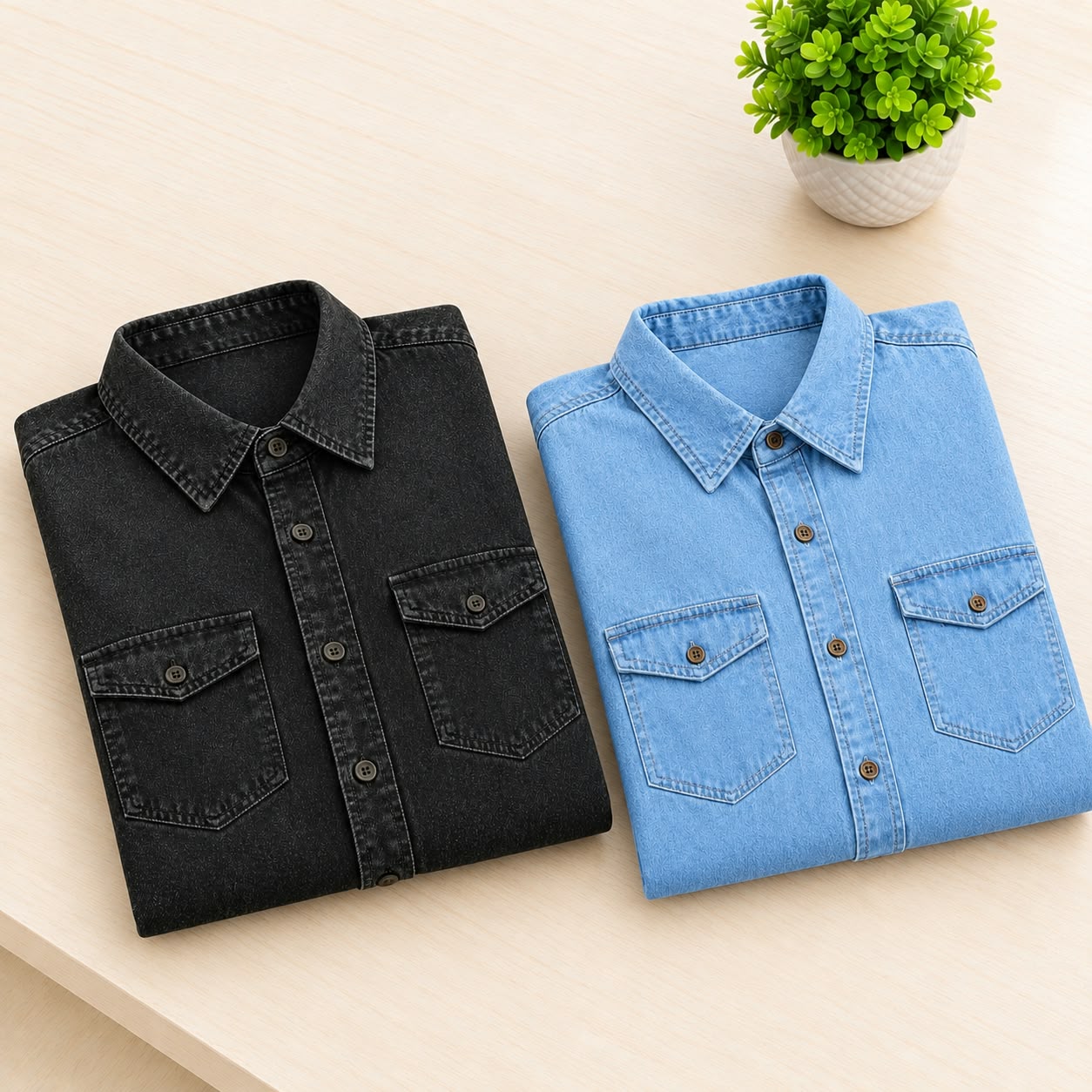 Men's Premium Double Pocket Denim Shirt
