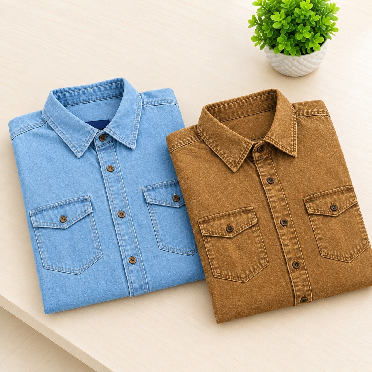 Men's Premium Double Pocket Denim Shirt